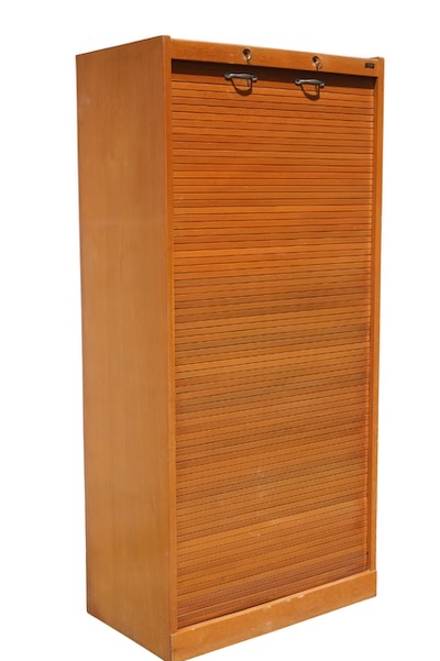 meuble de bureau 1960 en chene clair massif a rideaux 